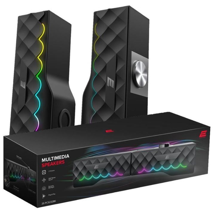 Акустическая система 2E PCS232 RGB, Soundbar, 2.0, USB, Black