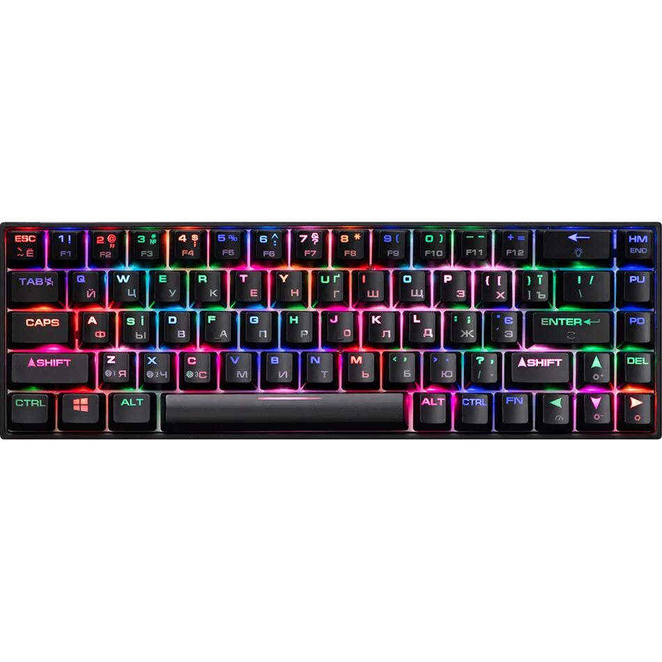 Клавиатура игровая 2E GAMING KG380 RGB 68key Gateron Red Switch BT/USB Black Ukr