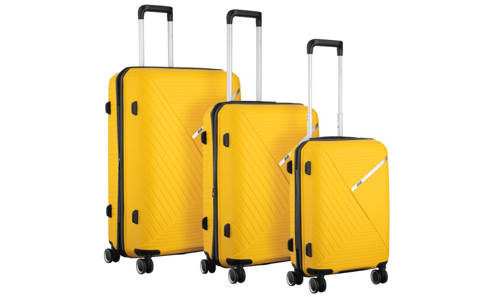 Набор чемоданов 2E, SIGMA EXP, (L+M+S) 3 в 1, 4 колеса, желтый, Set