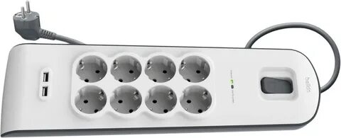 Сетевой фильтр Belkin 8хSchuko, 2xUSB 2.4A, c защитой от перенапряжения, 900 Дж, 2m, white