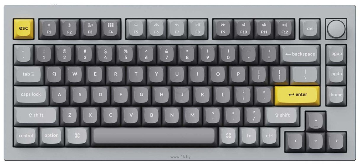 Клавиатура Keychron Q1 QMK, HotSwappable, Gateron Phantom Brown, RGB, Knob, Space Grey
