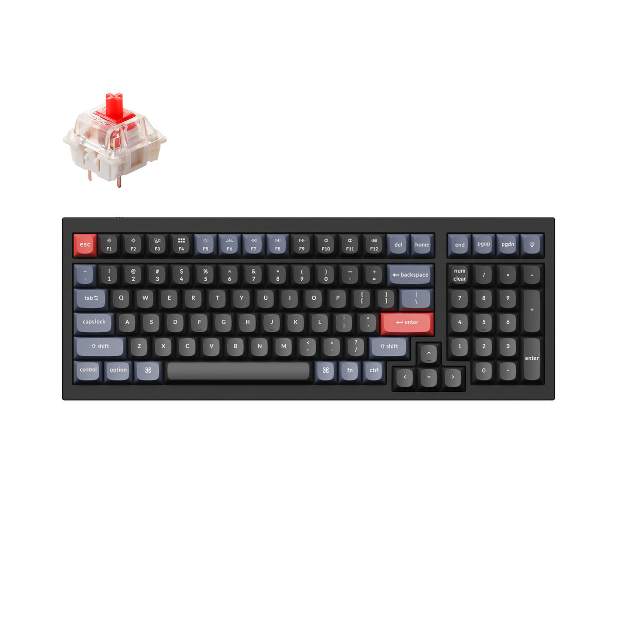 Keychron V5 100 kalit QMK Keychron K PRO koʻk issiq almashtiriladigan RGB tugmasi muzli qora