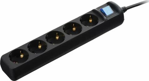 2E 5XSchuko kuchlanish filtri kalitli, 3G*1,0mm, 3m, qora