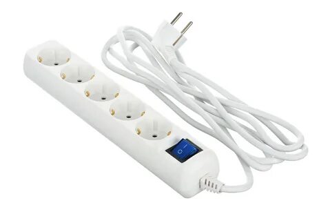 2E 5XSchuko kuchlanish filtri kalitli, 3G*1,0mm, 5m, oq