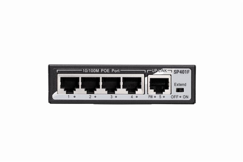 Switch 2E PowerLink SP401F 4xFE PoE+, 1xFE Uplink, 55W, boshqarilmaydi