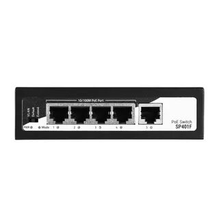 Switch 2E PowerLink SP402F 4xFE PoE+, 2xFE Uplink, 55W, boshqarilmaydi