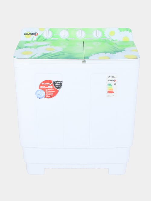 Kir yuvish mashinasi Brando BRWM-TT8-SS, 8kg, yarim avtomatik, White