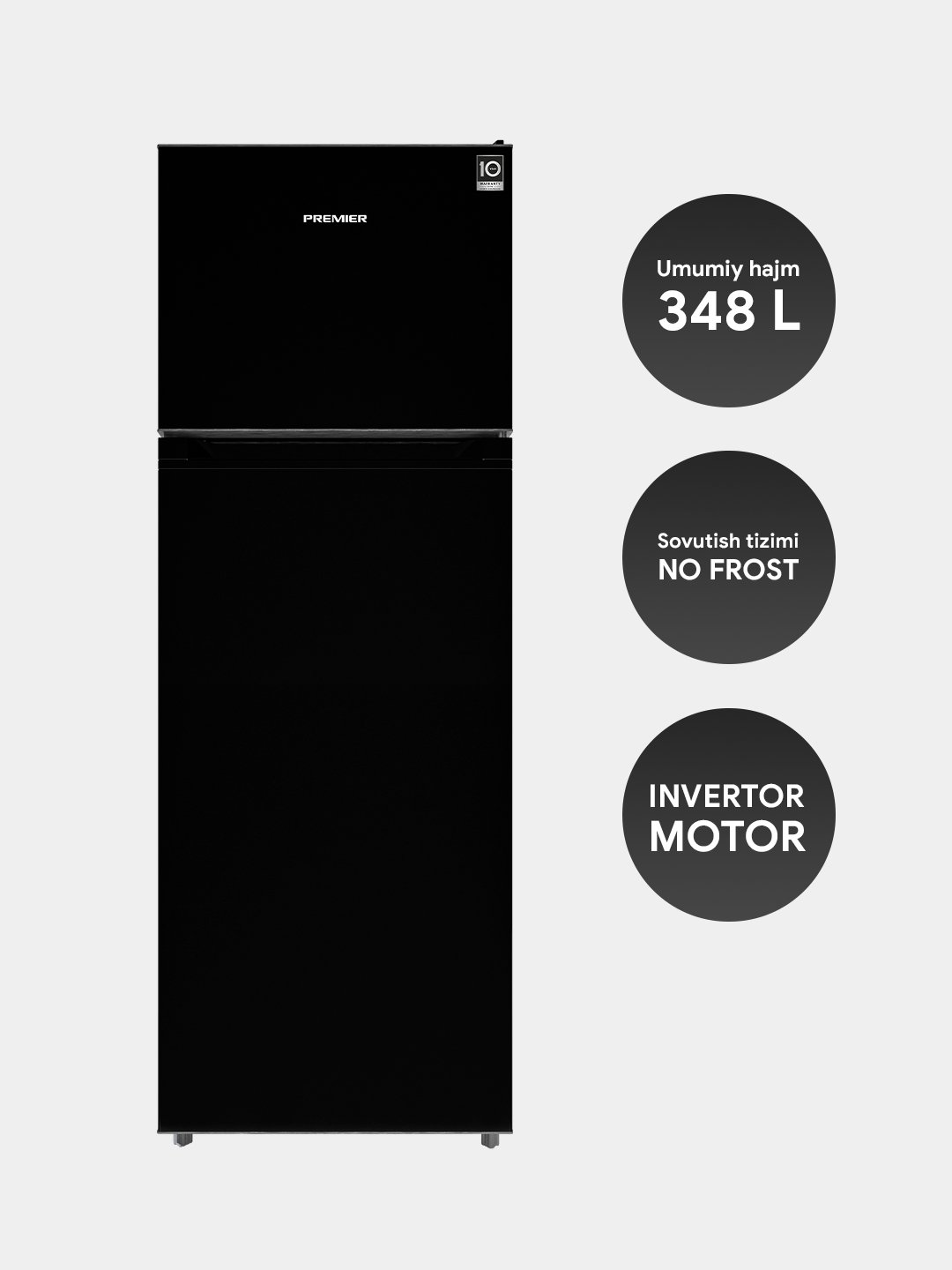 Muzlatgich Premier PRM-350TFNF, No Frost, Inverter, 348 l Black