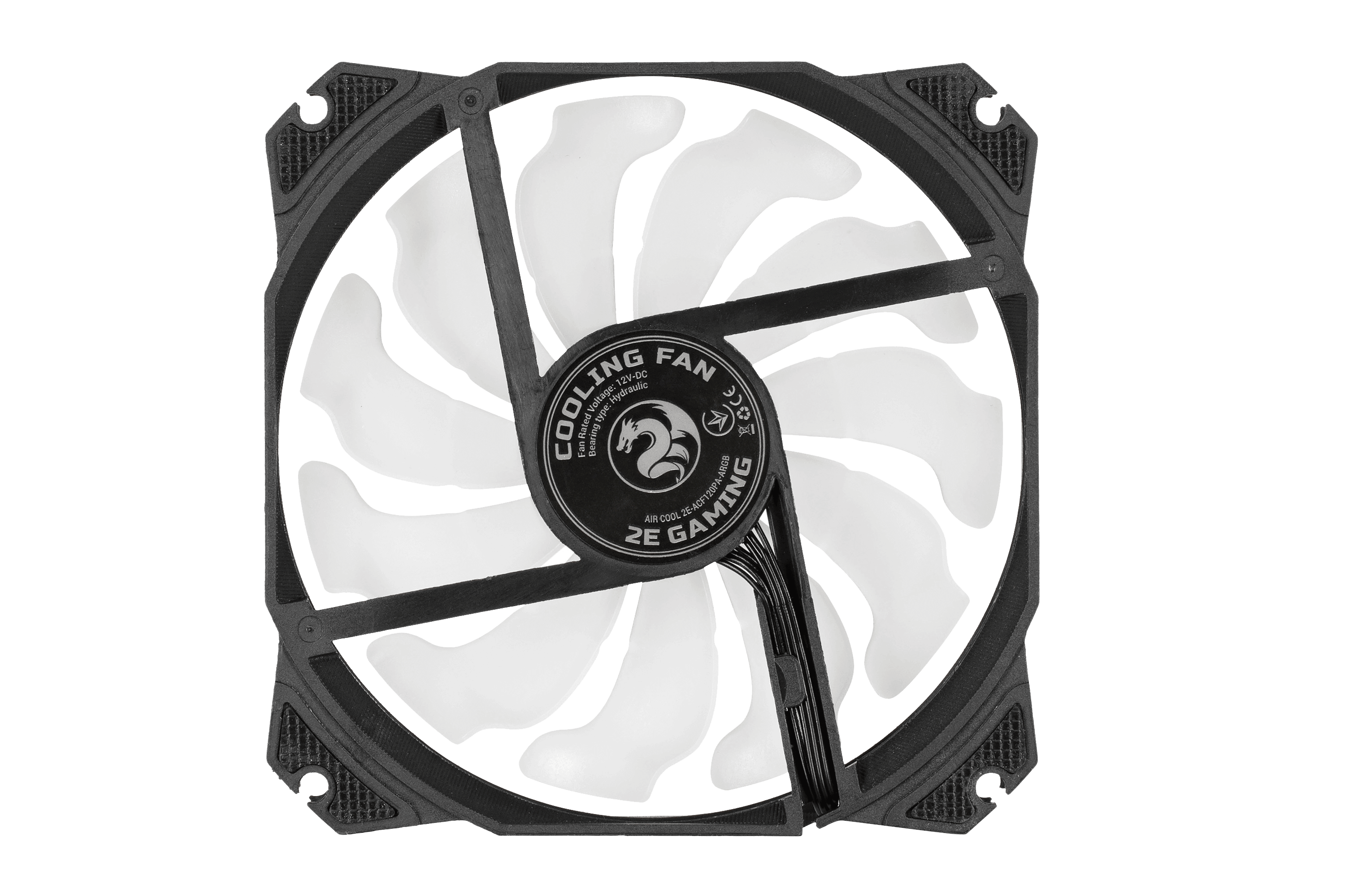 Корпусный вентилятор 2E GAMING AIR COOL (ACF120PA-ARGB ), 120мм, 2510-4pin + 5V 3pin RGB, белые лопасти, черная рамка