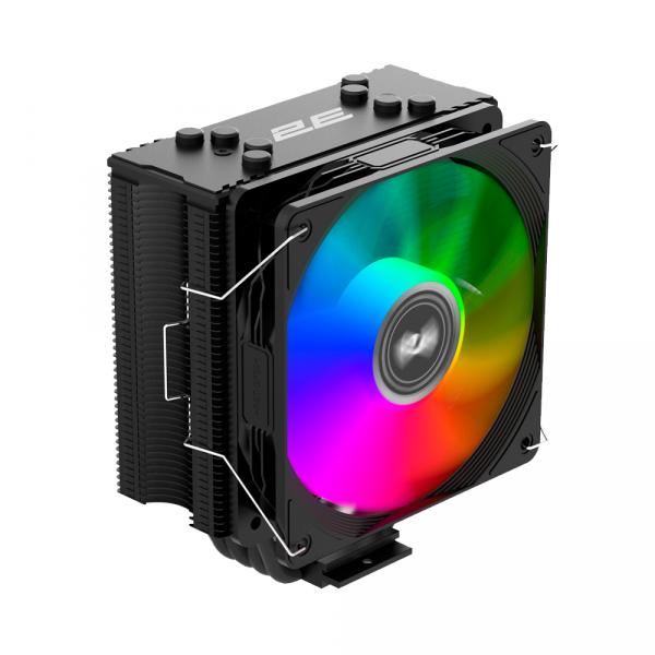 Процессорный кулер 2E GAMING Air Cool ACN120B-ARGB, LGA1700, 1200, 115x, 1366, AM5, AM4, AM3, AM3+, AM2 ,AM2+, FM2, FM1 4pin PWM, 3pin +5VARGB, TDP 180W