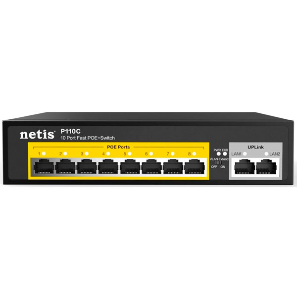 Коммутатор Netis P110C 8xFE PoE, 2xFE, неуправляемый