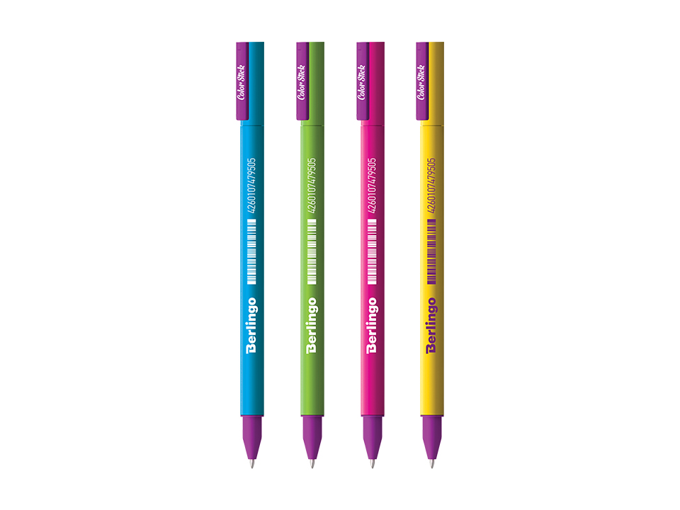 Ручка Berlingo "Color Stick" гелевая Black, 0,5 мм, корпус ассорти 32 шт