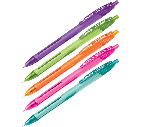 Sharikli ruchka Berlingo "Hyper X" – avtomatik, Blue, 0.7 mm, igna shaklli sterjen, korpusi Assorted, 40 dona