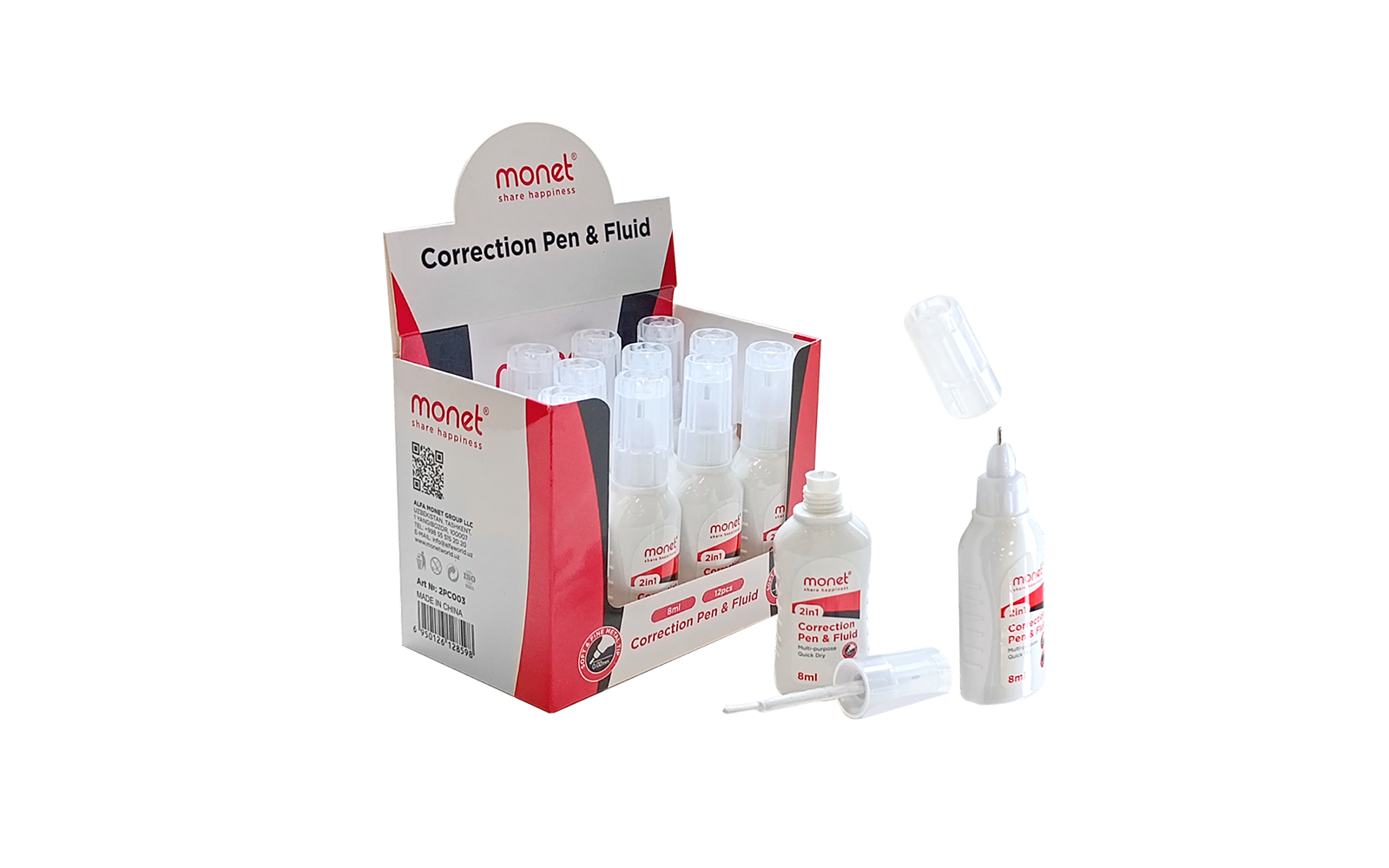 Shtrix-korrektor Office – ruchka, 8 ml, 12 dona, 2PC003