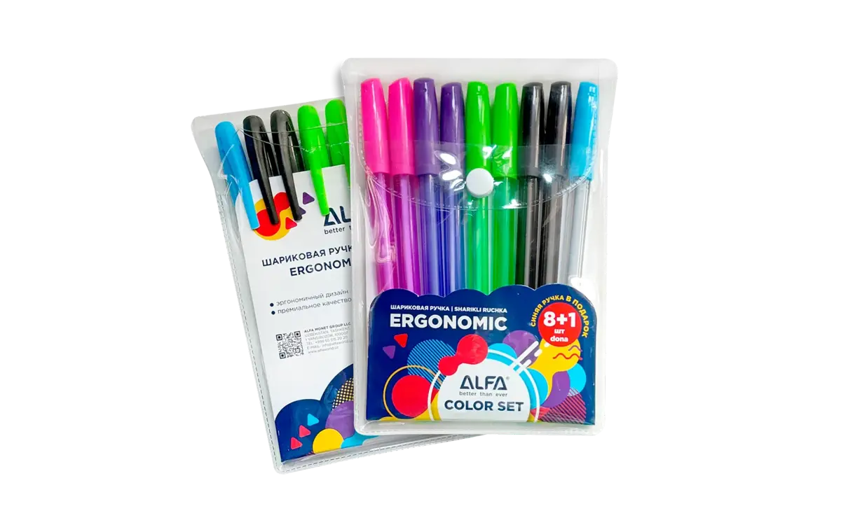 Sharikli qalamlar to'plami Berlingo "Tribase" 4 dona assorti, 1 mm, evro kulon