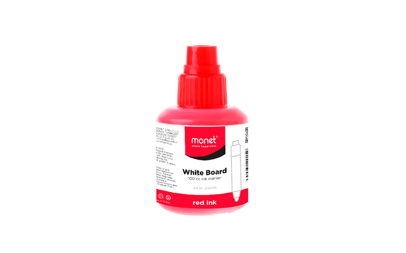 Markerlar uchun siyoh MONET 100 ml, qizil 2IB006 6 dona