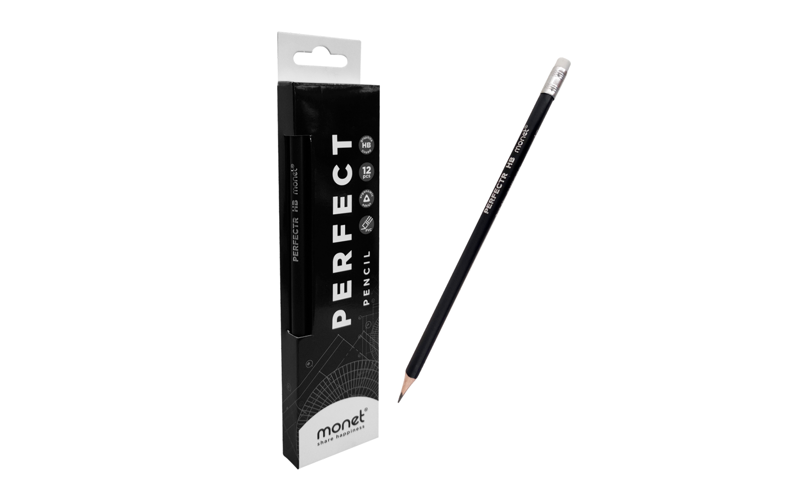 Черно-графитные карандаши MONET PERFECT, 12 шт в коробке