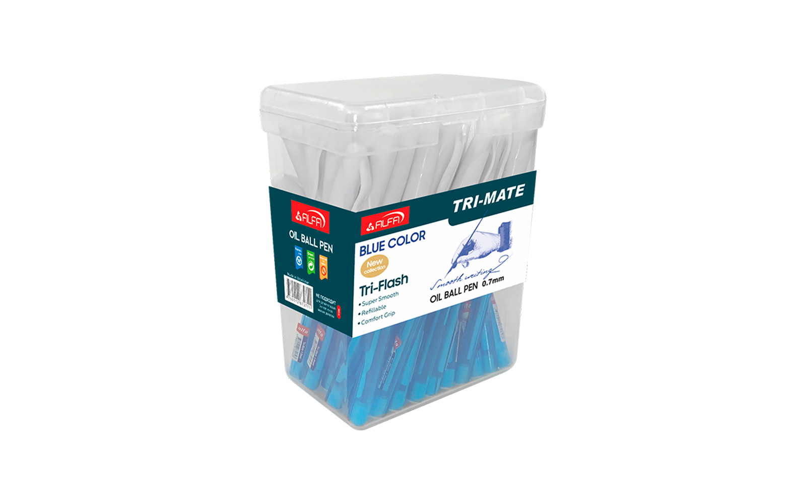 Sharikli ruchkalar Alfa -Tri Mate 1BP030 60 dona Blue