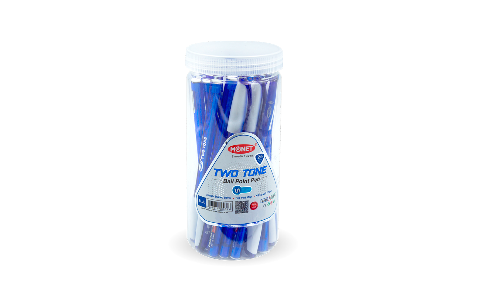 Sharikli ruchkalar Monet White Cap Blue Body MBP001 25 dona