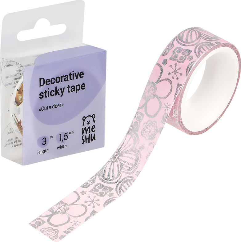 Клейкая лента декоративная MESHU "Pink elegance" 1 5см*3м