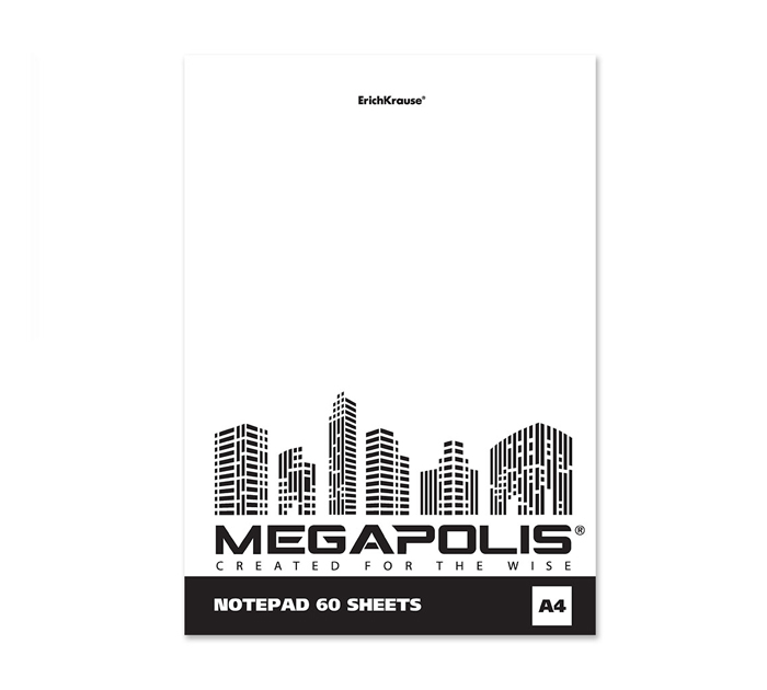 Блокнот на клею ErichKrause MEGAPOLIS® Blanc, А4, 60 листов, без линовки 49798