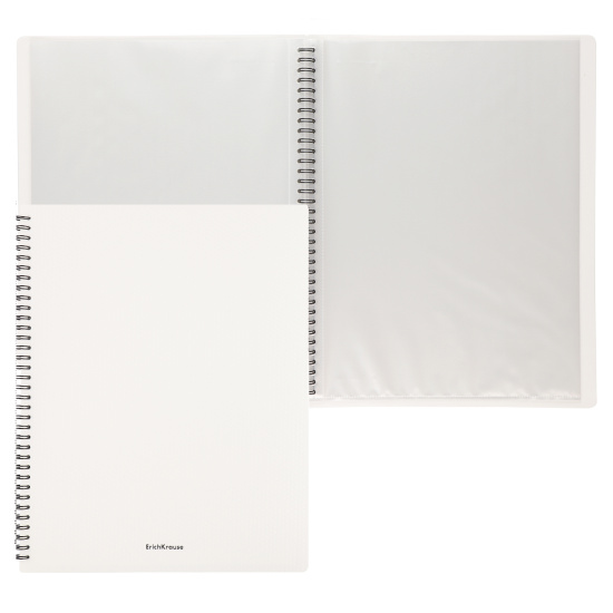 Папка файловая пластиковая на спирали ErichKrause Diamond Total White, с 20 прозрачными карманами, A4, белая в 1 упаковке 4 шт