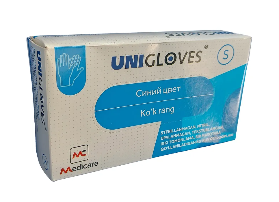 Qo'lqoplar Unigloves nitril Blue S o'lcham