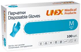 Qo'lqoplar nitril UNEX M-o'lcham Blue