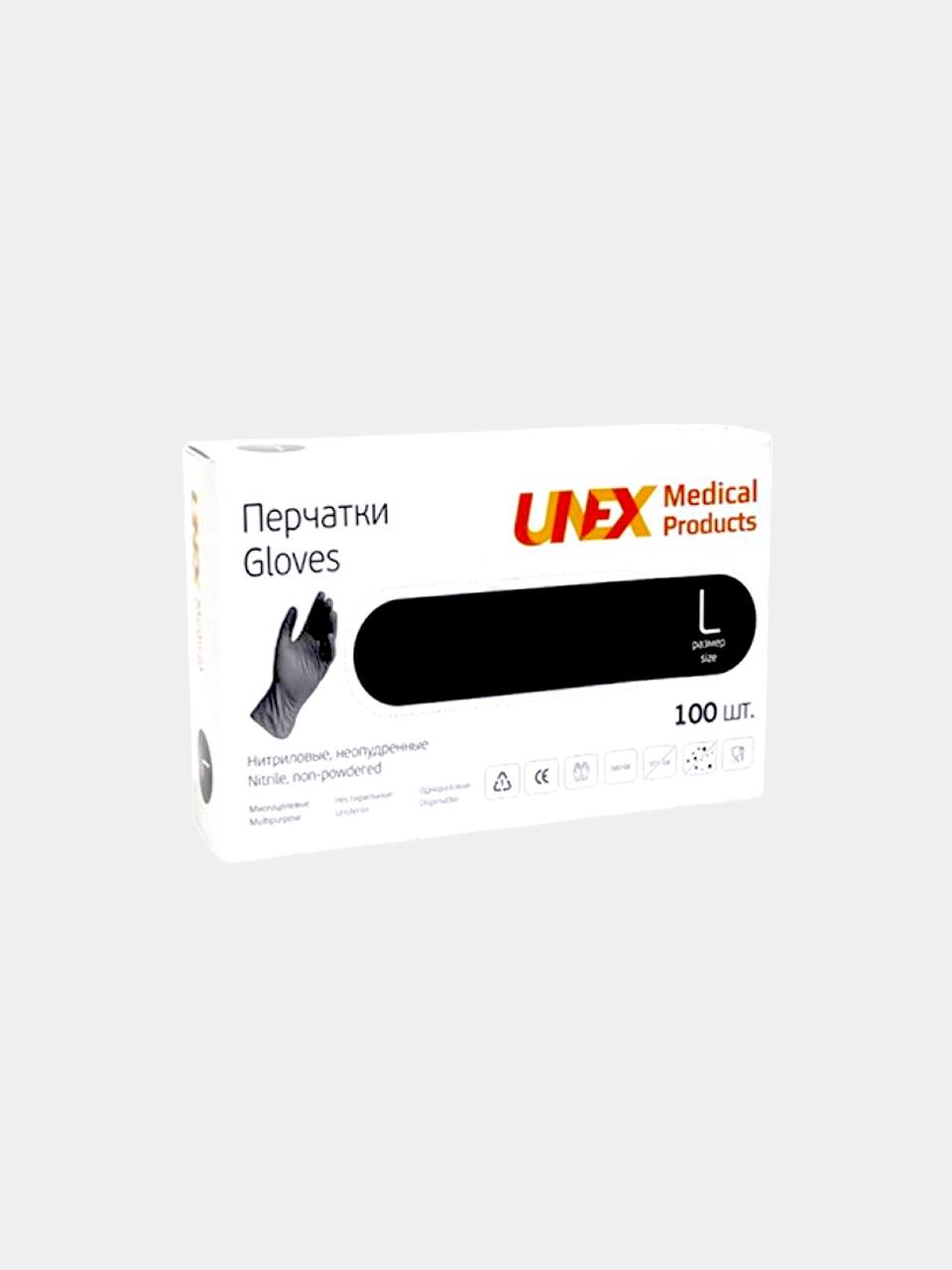 Перчатки нитриловые UNEX размер-L Black