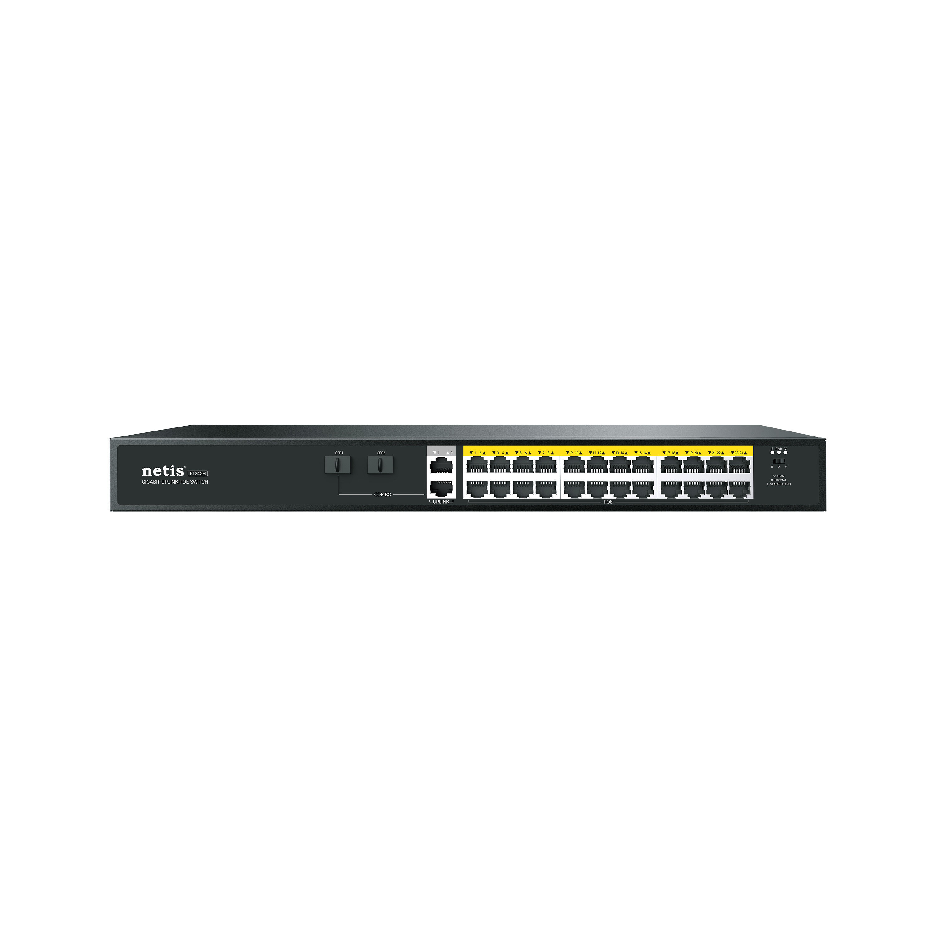 Kommutator Netis P124GH, Qora