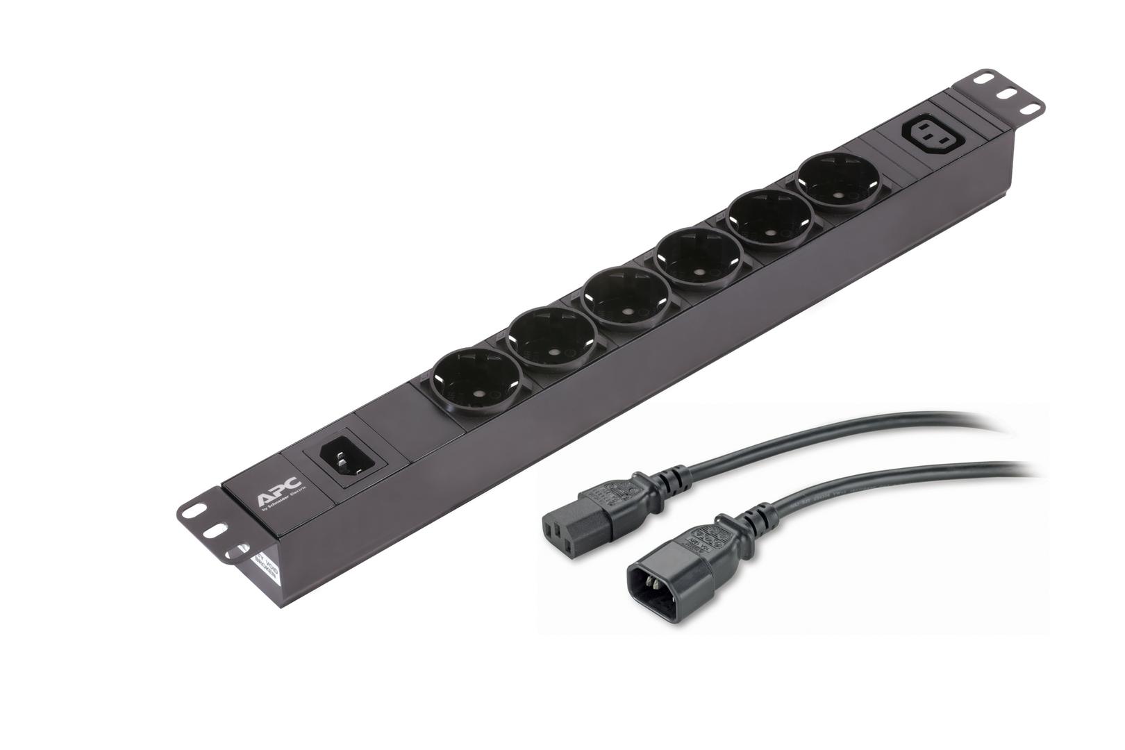 Аксессуар APC EPDU1010B-SCH, Easy PDU, базовая модель, 1U, 10A, 230V, 6 розеток Schuko, 1 выход C13
