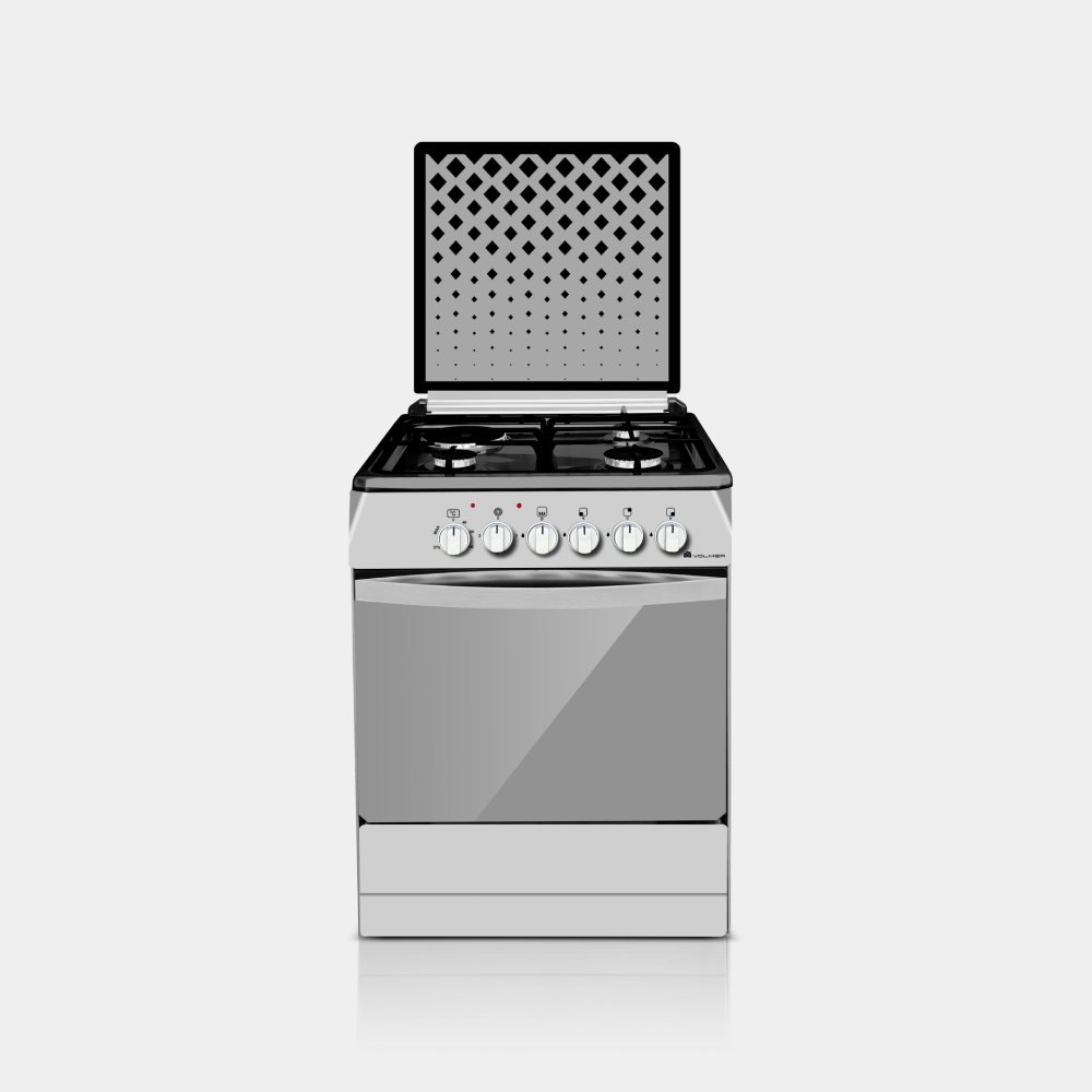 Газовая плита VOLMER 3005G, чугунные решётки, Grey, 3+1 конфорки