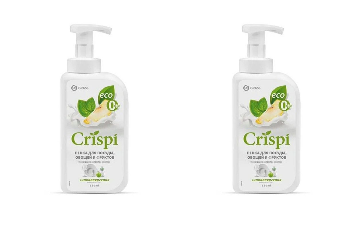 ECO, Средство для мытья посуды «CRISPI» ПЕНКА с ценными маслами белого хлопка (флакон 550 мл)