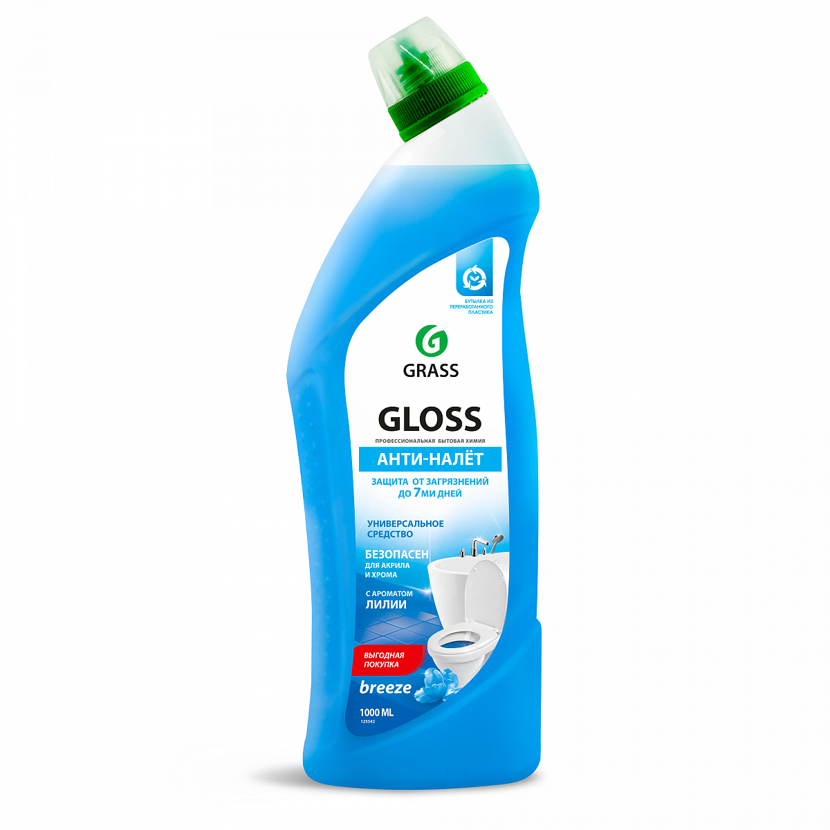 Чистящий гель для ванны и туалета «Gloss breeze» (флакон 1000 мл)